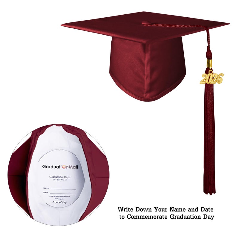 GraduationMall تخرج مول مات كاب التخرج لرياض الأطفال ومرحلة ما قبل المدرسة للأطفال مع شراشيب 2026 باللون المارون - Image 3